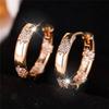 Crystal White Zircon Stone Hoop Earrings For Women  Female Gold Color Wedding Jewelry
