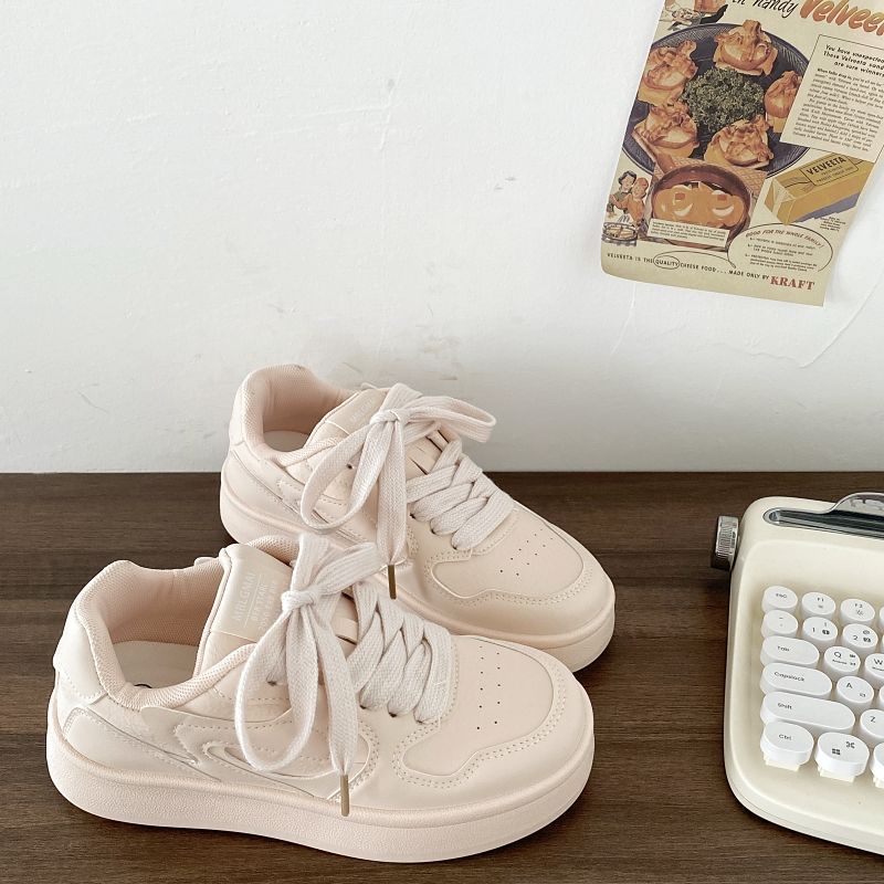 Milk white platform white shoes women's new low-top versatile student breathable sports shoes
