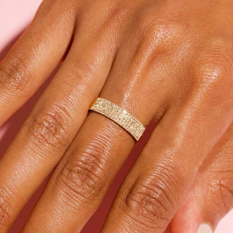 Dainty Minimalist Stacking Ring For Women Trend Cubic Zircon Gold Color Crystal Finger Accessories for Female Jewelry Gift R737