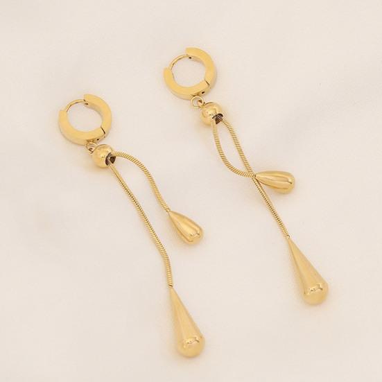 Water Drop Jewelry Adjustable Y Shape Slider Chain Necklace Golden Hoop Earrings for Weddings Parties