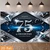 2D 75th Birthday Photography Backdrop Diamond Celebration & Silver Confetti Party Background