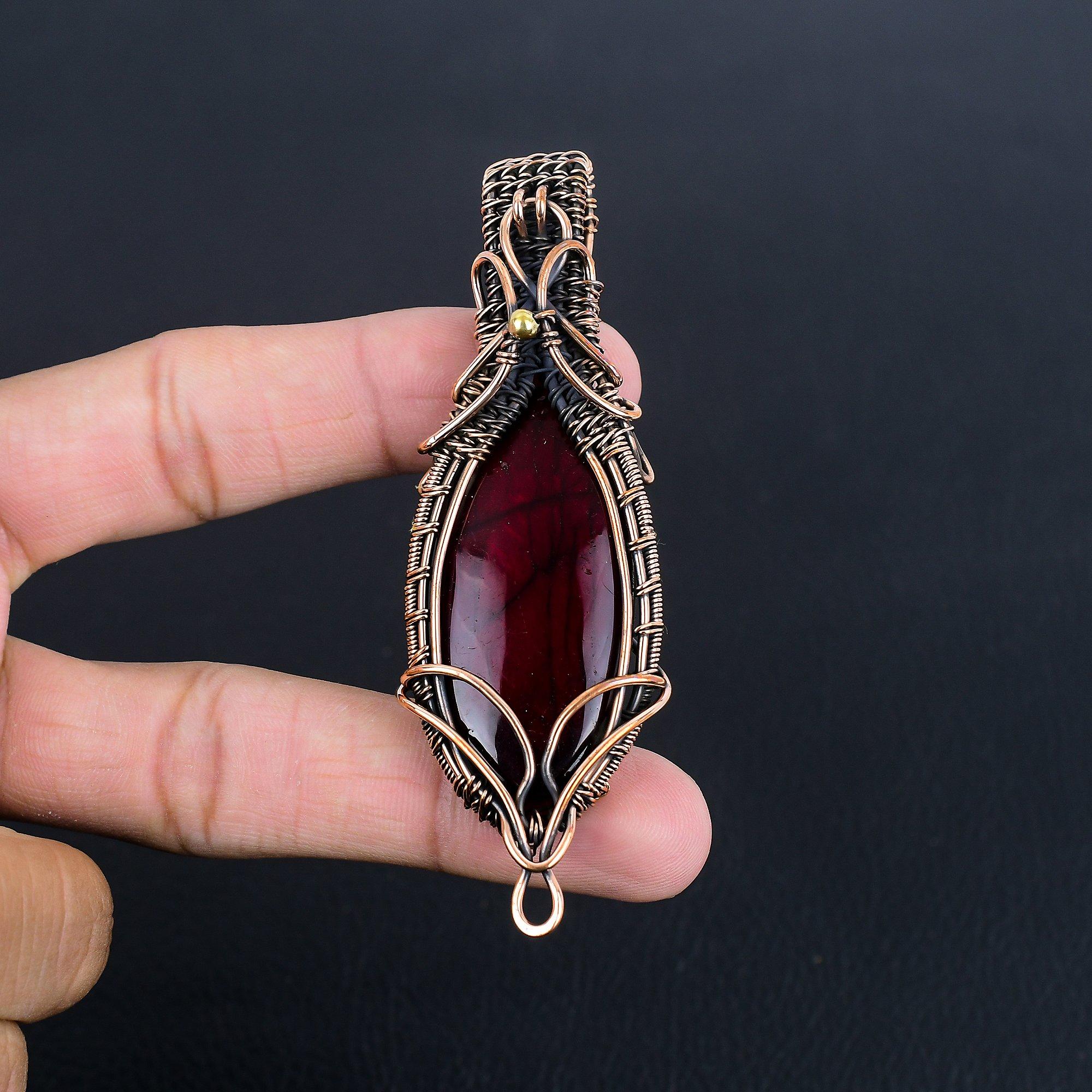 

Подвеска из красного лабрадорита, украшение, обернутое медной проволокой 999 пробы, подвеска с драгоценным камнем, ювелирное изделие ручной работы, свадебный подарок