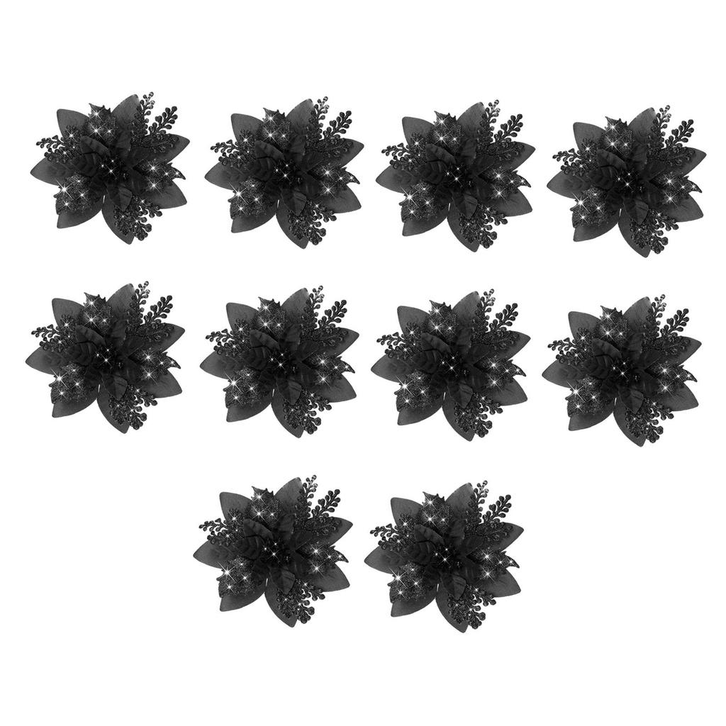 10x Christmas Poinsettia 14.5cm Ornaments Xmas Artificial Flowers for Wreath New