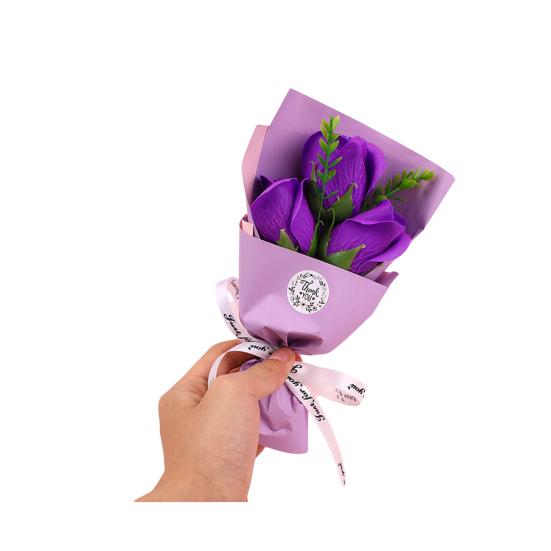 

3 Heads Artificial Rose Bouquet Mini Scented Soap Flower Bouquet for Women Mom Wife Valentine s Day Anniversary Wedding Mother s Day Birthday Gift фиолетовый