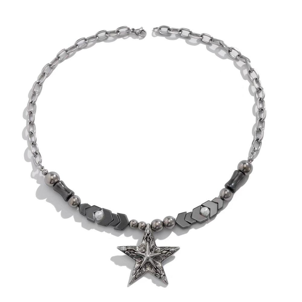 Goth Y2k Punk Necklace Geometry Simple Metal Necklace Adjustable Star Pendant Necklace  Streetwear