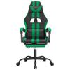 Gaming Chair with Footrest Swivel Black & Green PU Leather