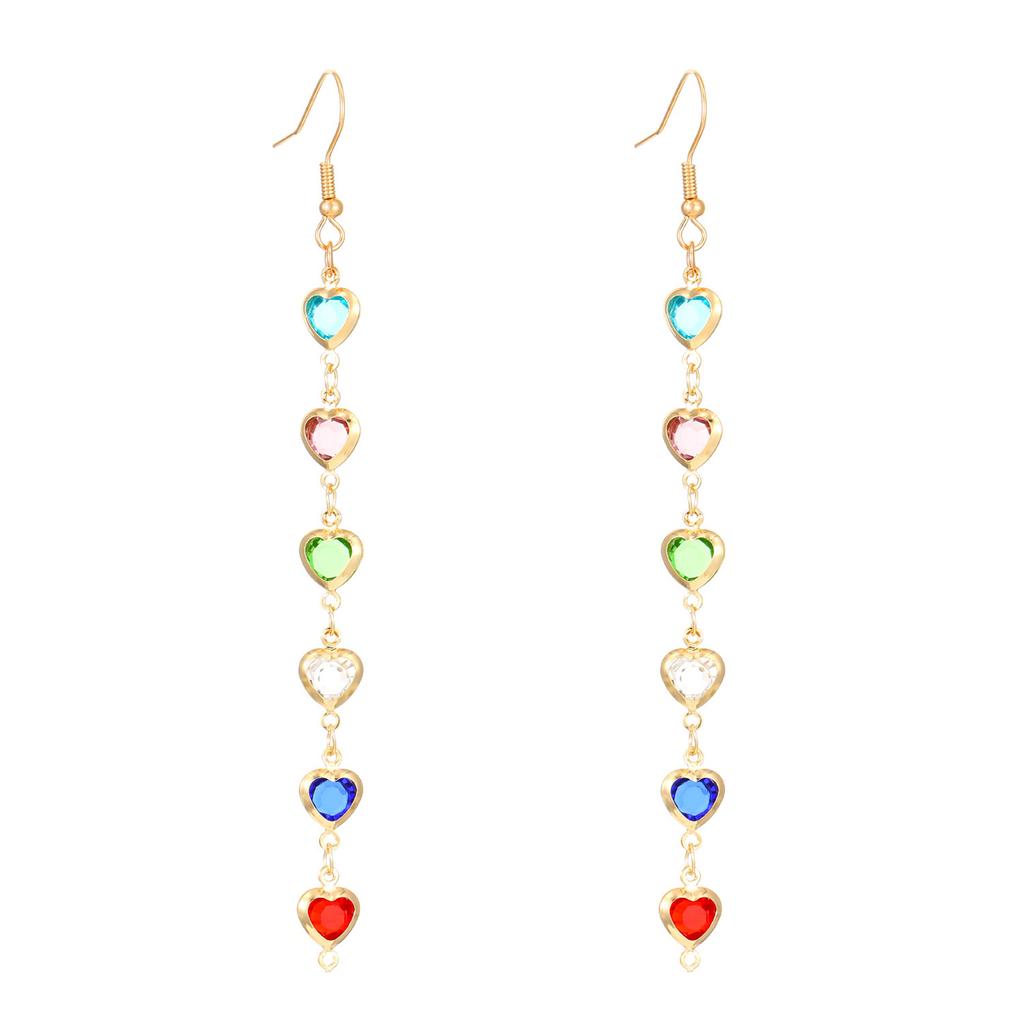 Stylish Long Dangle Earrings Jewelry with Unique Colorful Geometric Design and Synthetic Gems for Parties and Dates