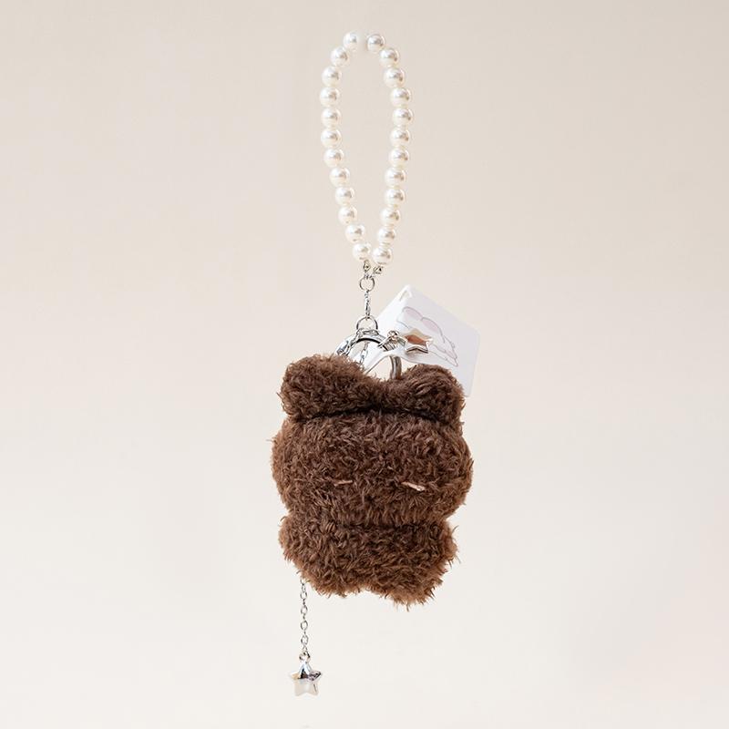 Handmade Mini Sleepy Little Rabbit Plush Toys Soft Fluffy Cartoon Pearl Chain Bunny Hanging Doll Lovely Keychain Bags Decor