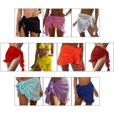 Multi-Color Beach Dress Sheer Material Bikini Cover Ups New Women Mesh Wrap Skirts  Swimwear Cover