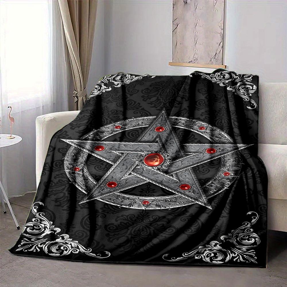 1pc Star Gothic Blanket, Lightweight Flannel Throw Blanket for Sofa, Bed, Travel, Camping, Living Room, Office, Couch096