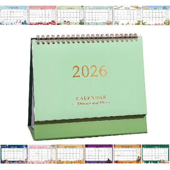 Small Desk Calendar 2025-2026, Standing Flip Monthly Calendar 7.5"x6.7" Stand Up Desktop Calendar Planner Organizer Scheduler Thick Paper Twin-Wire