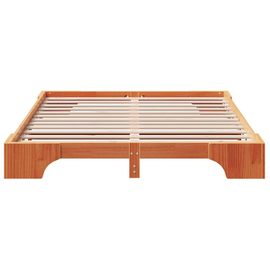 Bed Frame Wax Brown 140 X 200 Cm Solid Pine Wood