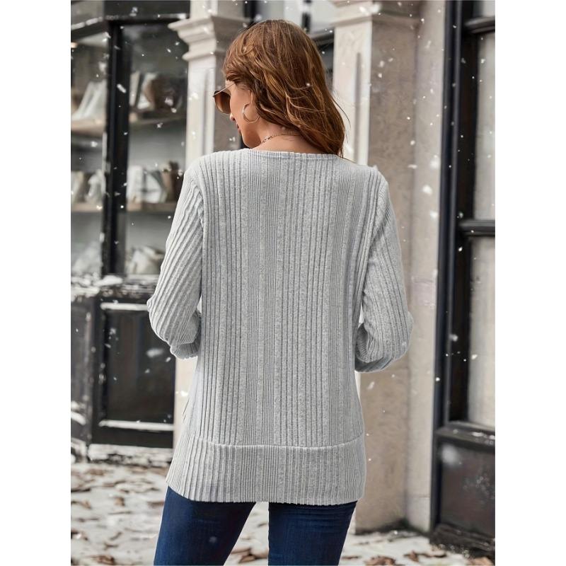 Women S Casual Loose Long Sleeve Solid Square Neck T Shirt
