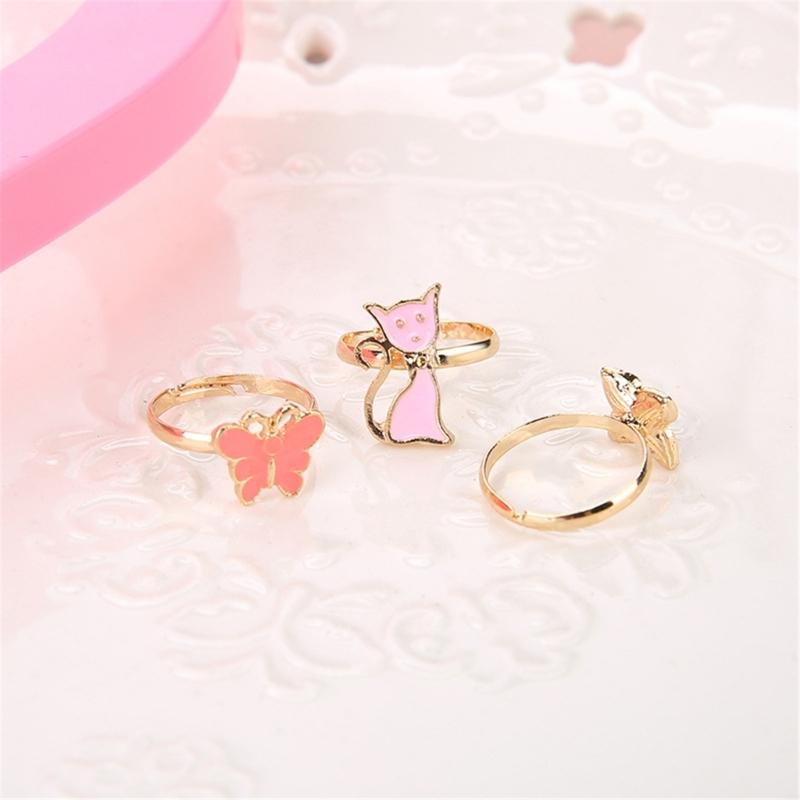 36pcs Adjustable Kids Rings Set Colorful Alloy Rings Fashionable Jewelry for Girls Dress Up Parties and Imaginative Play