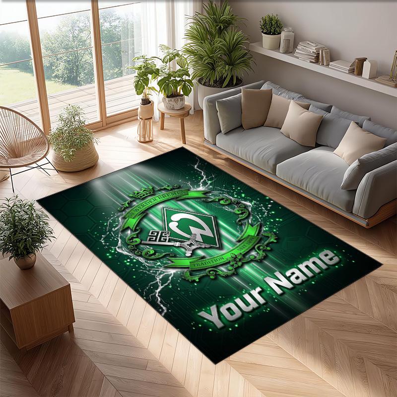 Werder Bremen FC Printed Crystal Velvet Rug Non‑Slip Crystal Velvet Carpet For Sofa Bedroom Indoor Home Decoration