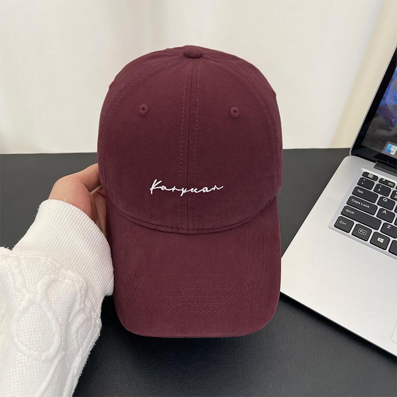 Retro Letter Baseball Cap Female Simple Versatile Sun Hat Big Head Circumference Soft Top Cap Female