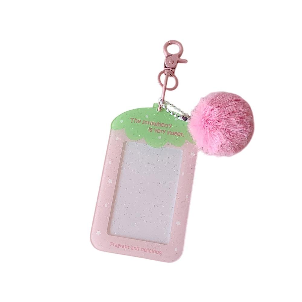 Fruit Strawberry Acrylic Photocard Holder with Keychain Card Protective Case Card Decor