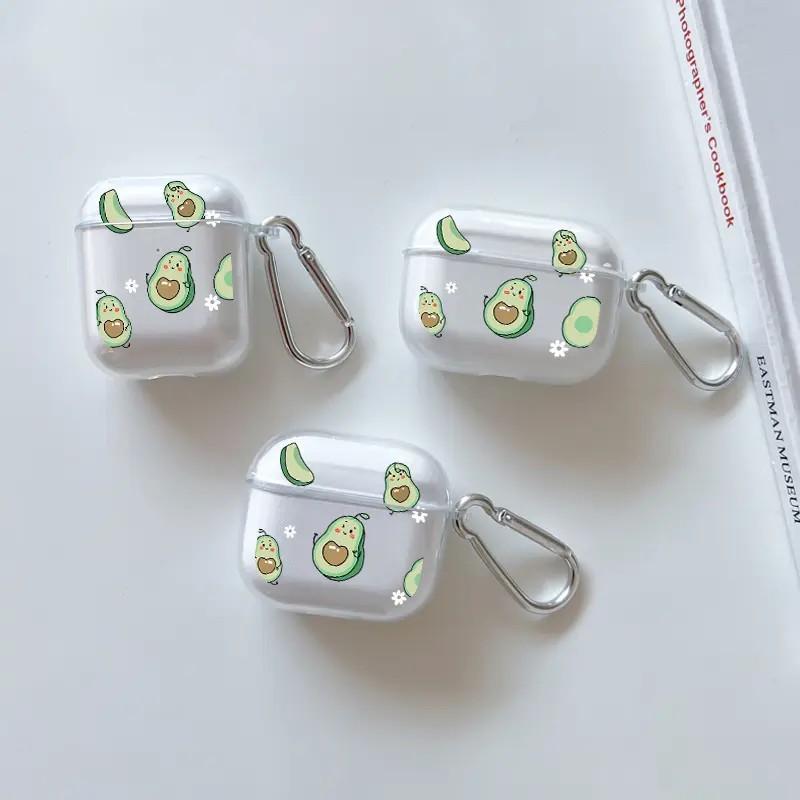 Transparent full-screen cute avocado case compatible with AirPods 1/1 Gen Apple Pro/1 wireless Bluetooth earphones