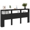 LED Headboard with Shelves Black 220 x 17 x 102 cm