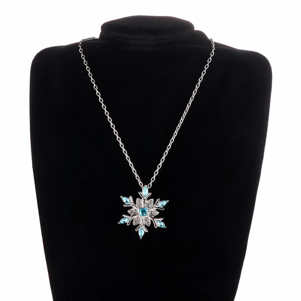 Jewelry Rhinestone Crystal Pendant Chain Silver Plated Christmas Gift Frozen Snowflake Necklace