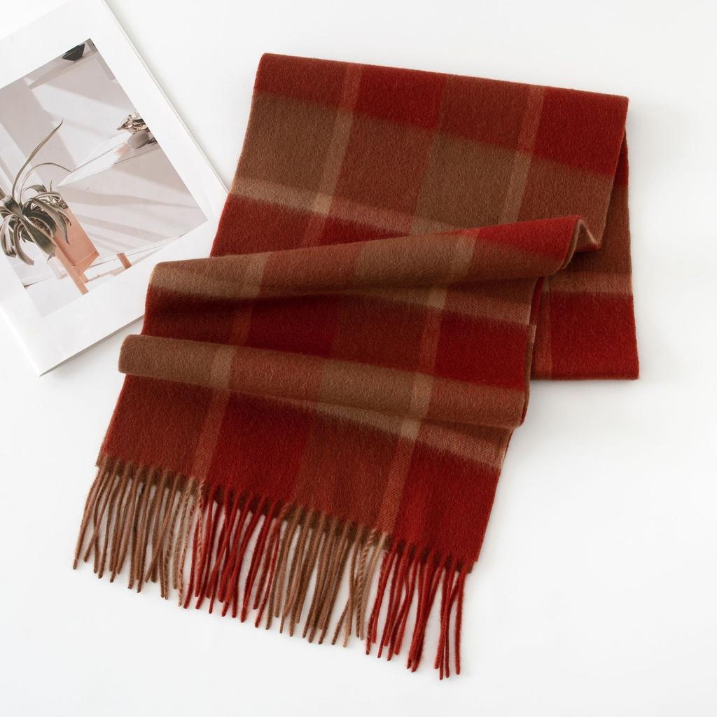 100% Ullskjerf High-end Dame Allsidig Fortykket Rutete Spleiset Varmt Skjerf Dobbeltformål