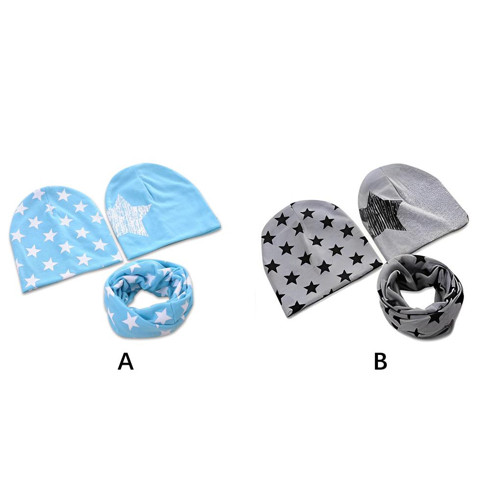 3PCS/Set Children Hat Scarf Decorative Neckerchief Kids Beanie Fashion Stylish Headgear Cap Star Dressing Autumn