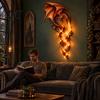 Led Night Sconce, Gothic Guardian Wall Light Dragonfire Fantasy Dragon Head Lamp, Vintage Gift