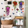 Painted Hanging Decorations Flower Basket Butterfly Bedroom Living Room Home Background Beautification Decoration Wall Stickers