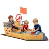 Kinder Sandkasten, Kinder Piratenschiff Sandkasten mit Bank, Bodenplane, Sitz, Natürlicher Holzton