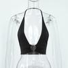 Women Sexy Slim Fit Solid Halter Cropped Cami Top