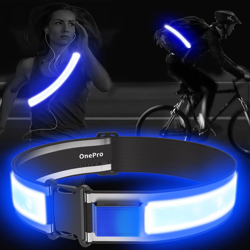 OnePro Running Light LED Belt Light Surface of Its Omnidirectional USB for Night Outdoor Reflective Prevents Nighttime Reflective Band [Longest Kind]