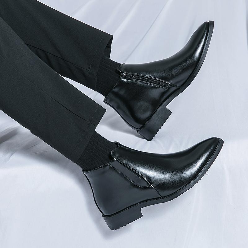 Chelsea Boots Men Trend Leather Ankle Boots Men Formal Casual Business Leather Boots For Men Winter Social Party Boots Men