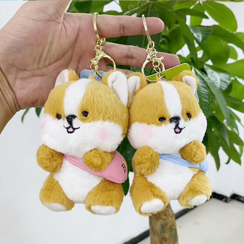 Corgi Cartoon Creative Dog Plush Toy Bag Keychain Pendant Decoration Gift Small