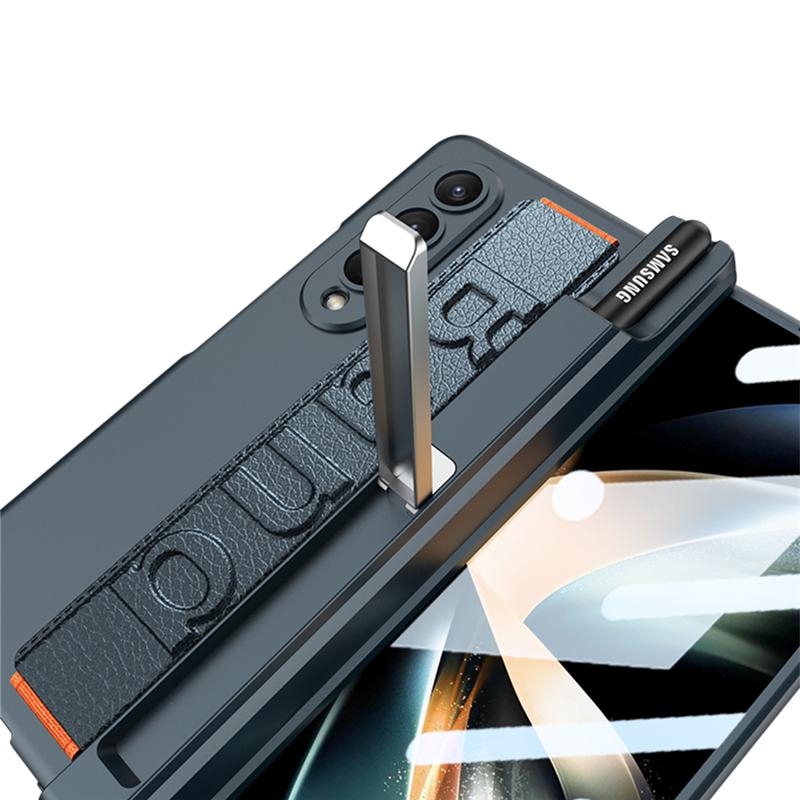 Handgelenkschlaufe, S-Stifthalter-Hülle für Samsung Galaxy Z Fold 4 5g, magnetischer Scharnierschutz, harte PC-Abdeckung mit Bildschirmfolie