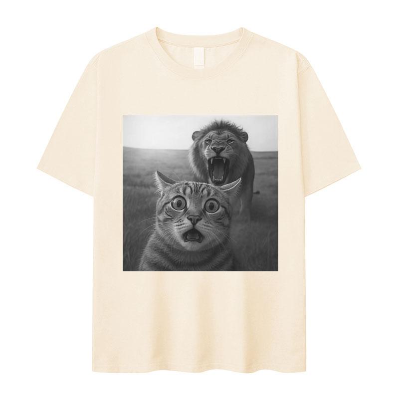 Humor Cat High Quality Print Shortsleeved Tshirts Unisexs Cozy Pop Oversized Tshirts Summer Casual Y2K Tops Hot Sale Streetwear