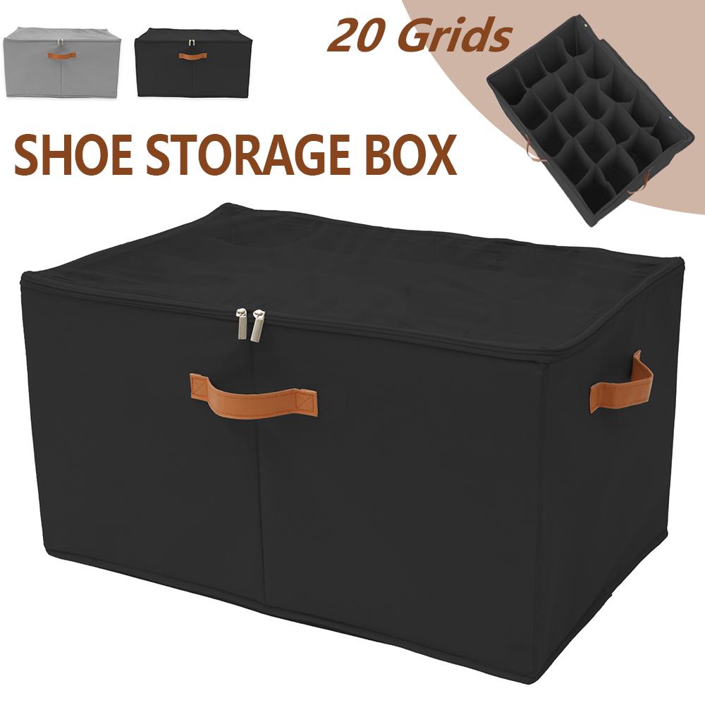 20 Fächer Schuhaufbewahrungsbox Vliesstoff Faltbarer Schuh-Organizer mit Klarsichthülle & Griffen Großes Fassungsvermögen Faltbare Schuhbox für Zuhause