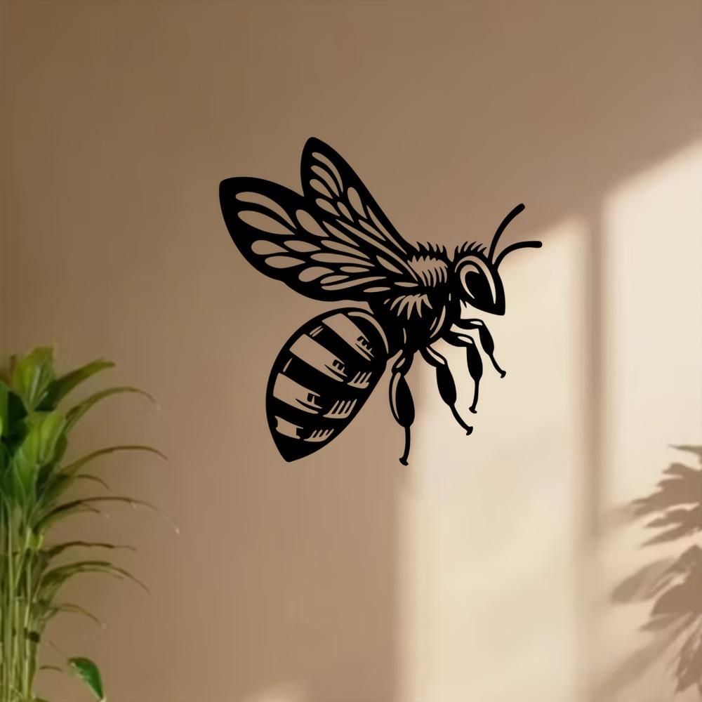 1pc Bold Bee Metal Wall Art Iron Statue Mural for New Year Easter, Weather Resistant for Patio Wall Garden Fence, Charming Outdoor Bee Decor