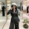 Women's V-Neck Knitwear Set: Slimming Sweater & Wide-Leg Pants for Autumn/Winter