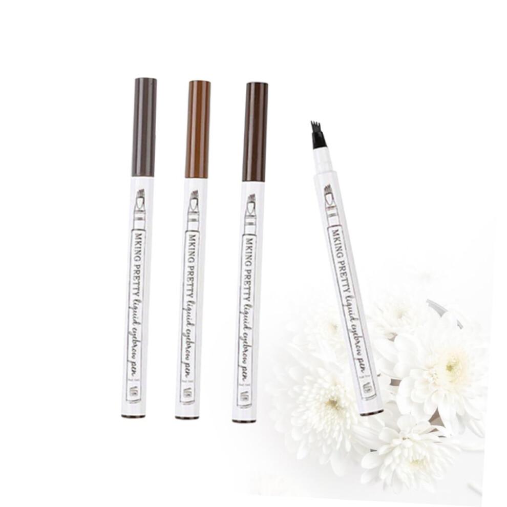 Microblading Eyebrow Pencil Set 4 Tip Waterproof Long Lasting 3D Hair Effect Brown Chestnut