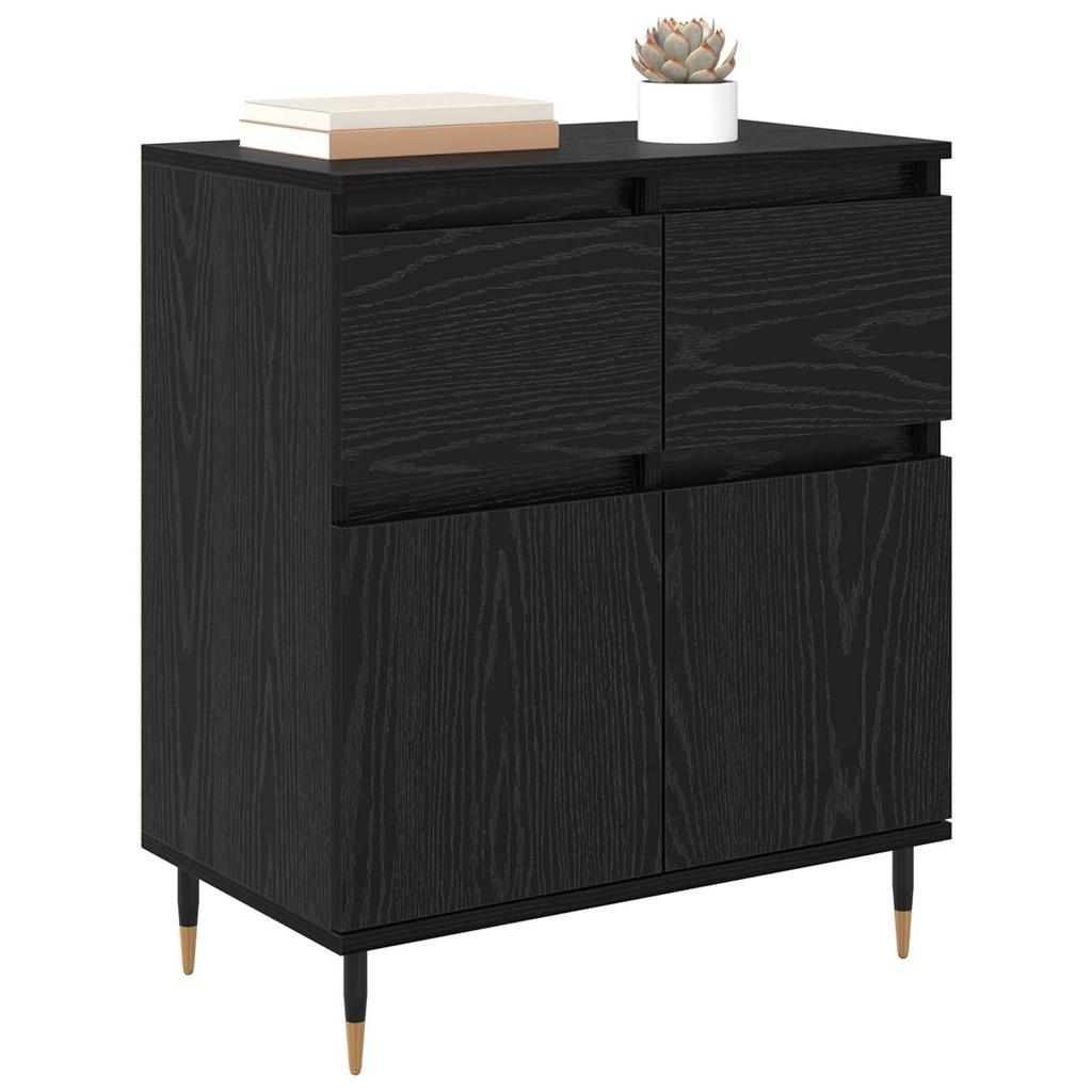 Sideboard with Drawers Black Oak Effect 60 x 35 x 70 cm