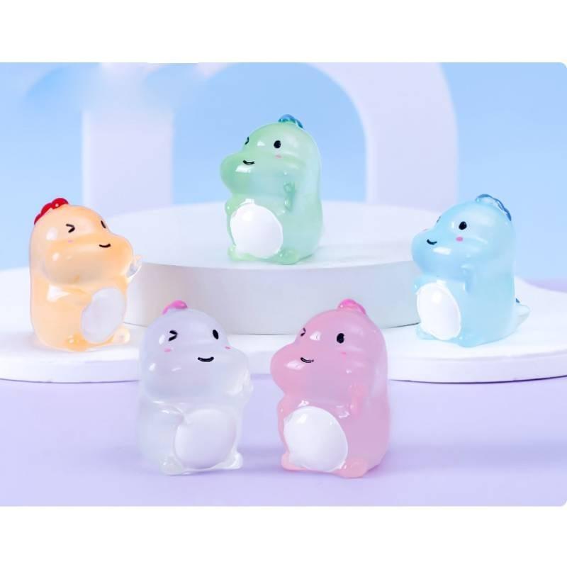 Glowing Colorful Dinosaur Figurines Cute Resin Garden Ornaments For Desktop Decoration