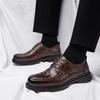 Fashion Men's Genuine Leather Derby Shoes Autumn Platform Slip-Resistant Breathable Comfort Business Casual Lace-Up for Daily Walking