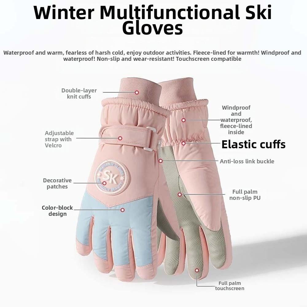 Oxford Cloth Ski Anti-cold Mittens Soft Unisex Windproof Gloves Gift Finger Mittens  Men