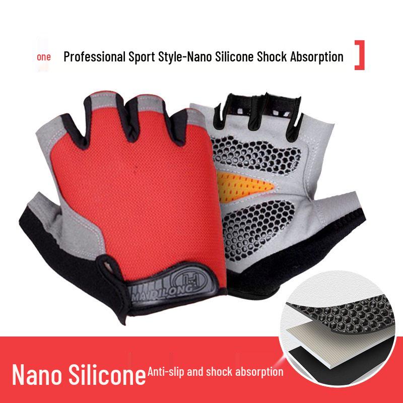 Unisex Half Finger Cycling Gloves with Silicone Grip for Shock Absorption, Anti-Slip, Ideal for Summer, Fishing, and Mountain Climbing.