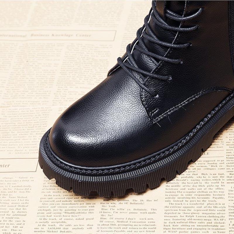 Soft Leather Thick Bottom Women's Zipper Thick Boots