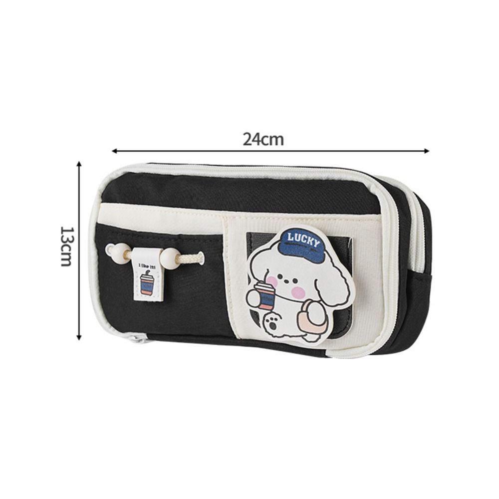 INS Zipper Design Pen Bag Multi-layer Large Capacity Stationery Bag Stationery Organizer Students