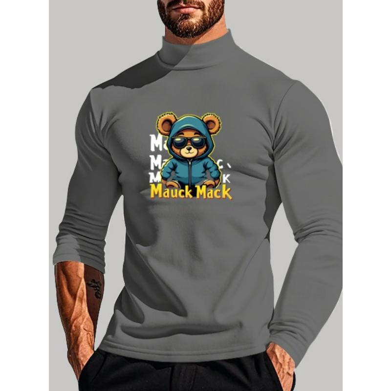 Polyester Men s Mock Neck Long Sleeve, Suitable for Outdoor Activitie S