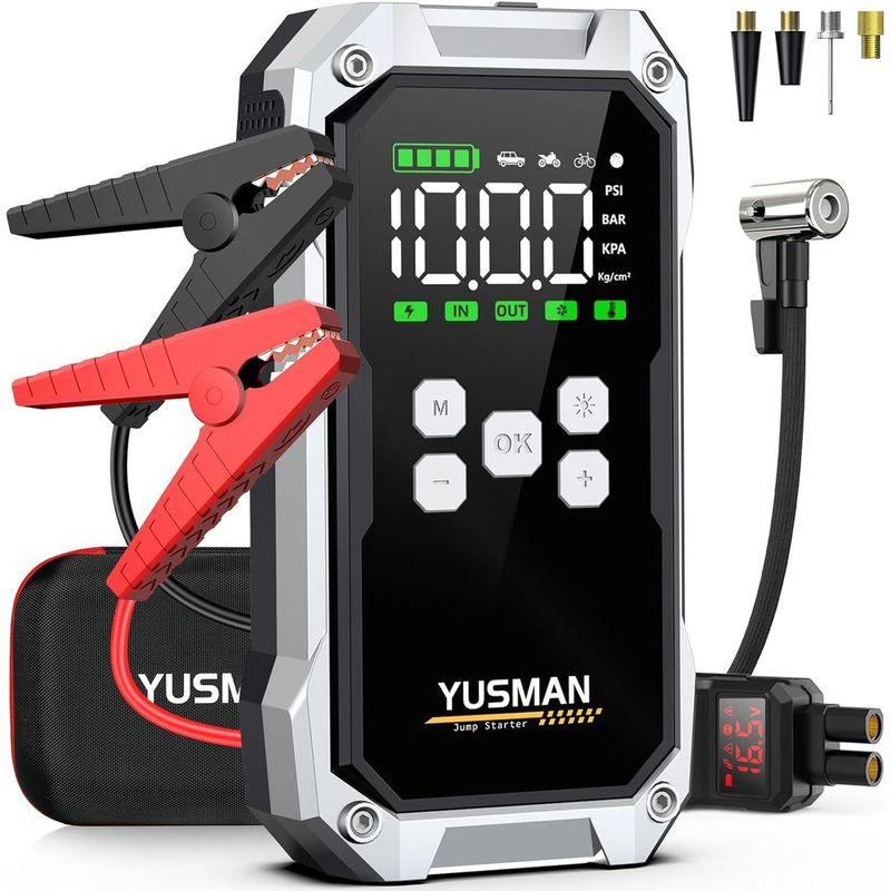 8000A 150PSI Car Jump Starter with Air Compressor, 12V Battery Booster, Smart Cables & LED Lights
