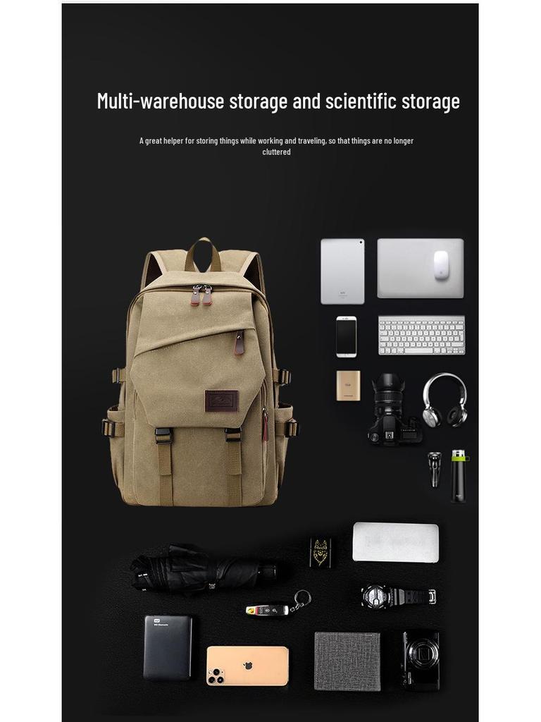 Large Vintage Canvas Backpack for Students - Unisex, Junior to High School