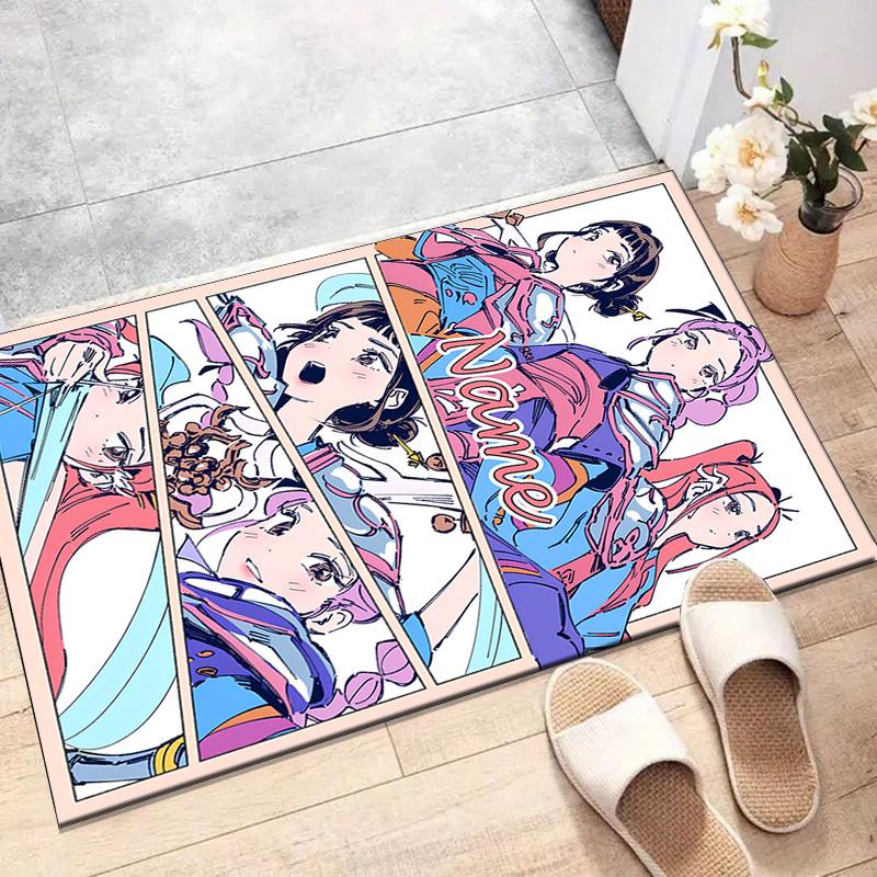 Custom KPop Demon Hunters Mat Personalized Name, Polyester Washable Indoor Entryway Rug, Gift for Christmas, Easter, Thanksgiving Day